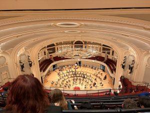 view of symphony stage from the group's seats
