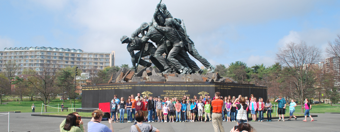 Group Photo in front of monument