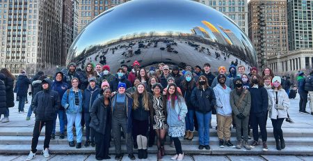 The Chicago skyline, the classic destination for affordable trips for Michigan bands.