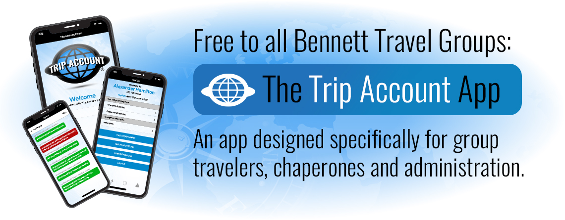 Trip Account, Bennett Travel's Trip Sign-up and Payment Program is a internet-based program that provides you a complete trip resource center.