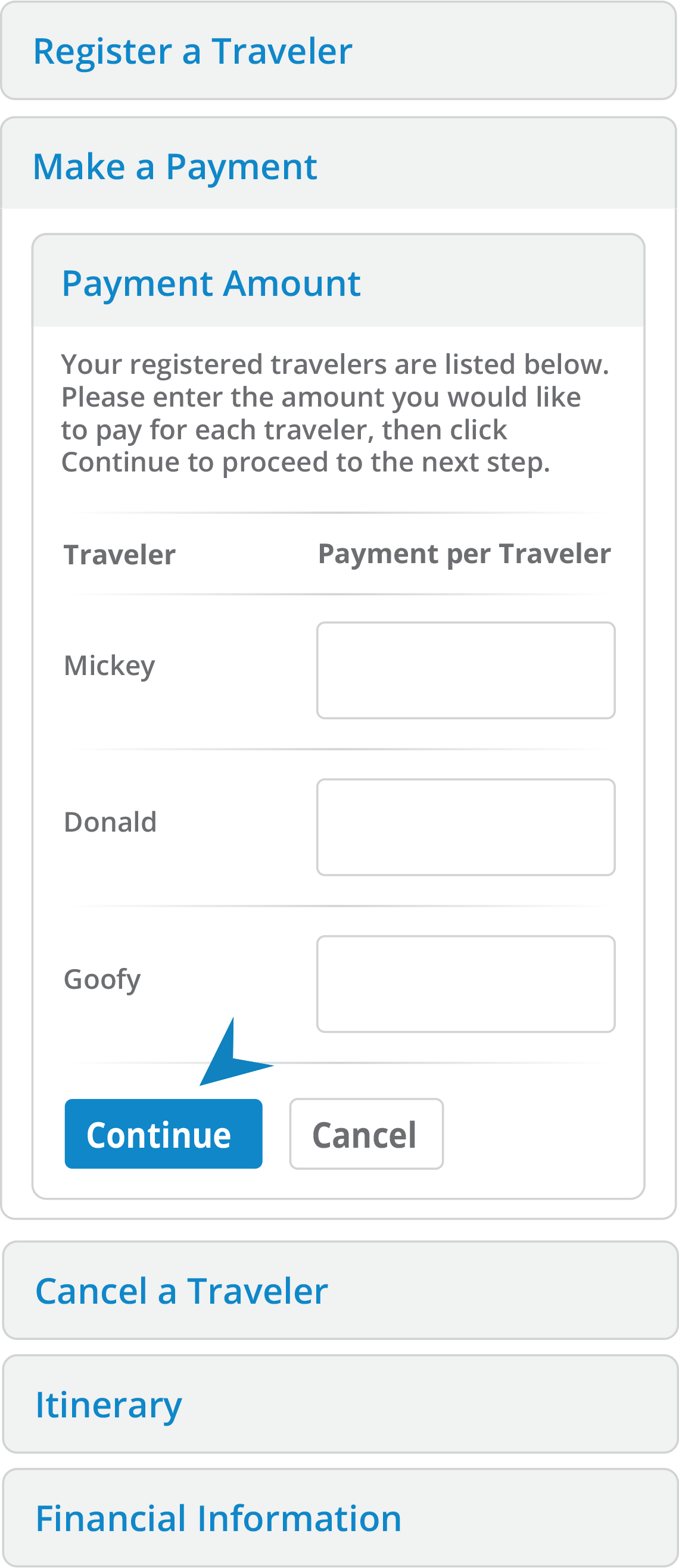 Userguide steps for My Trip Account